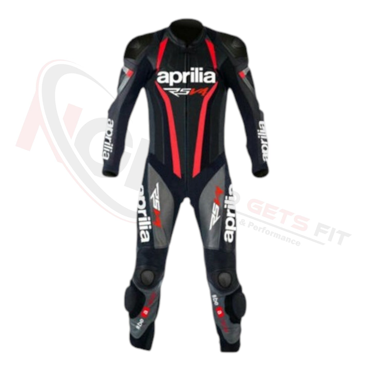 APRILIA BLACK V4 RACE SUIT Leather Motorbike Racing SUIT