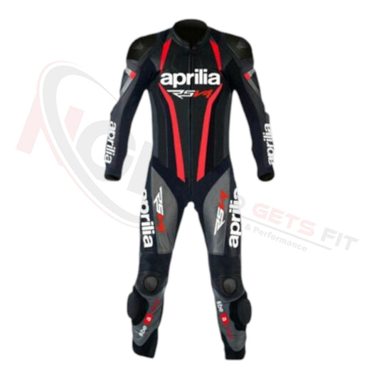 APRILIA BLACK V4 RACE SUIT Leather Motorbike Racing SUIT
